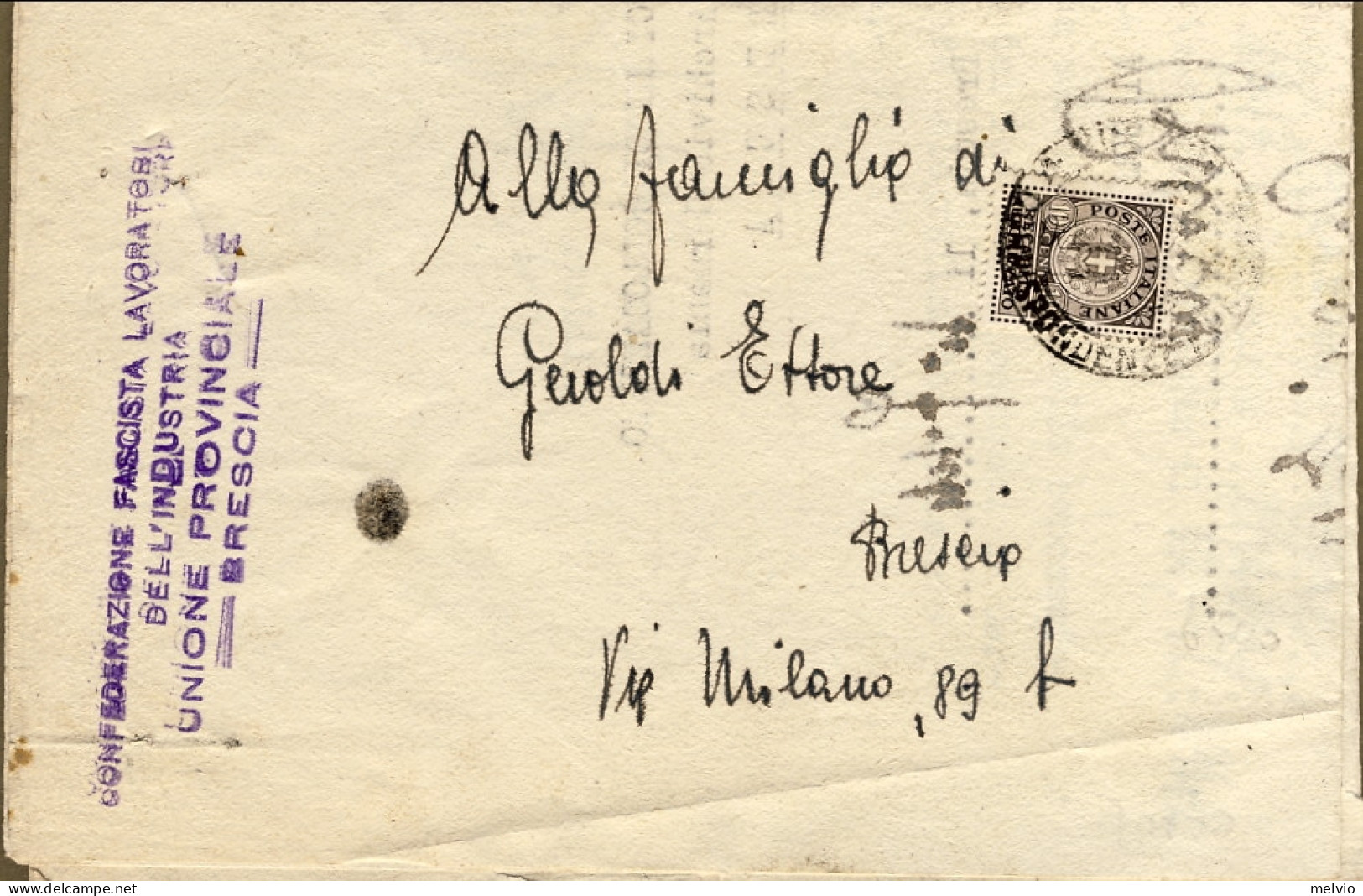 1944-RSI Piego Ciclostilato Affr. Con RA 10c.isolato - Poststempel