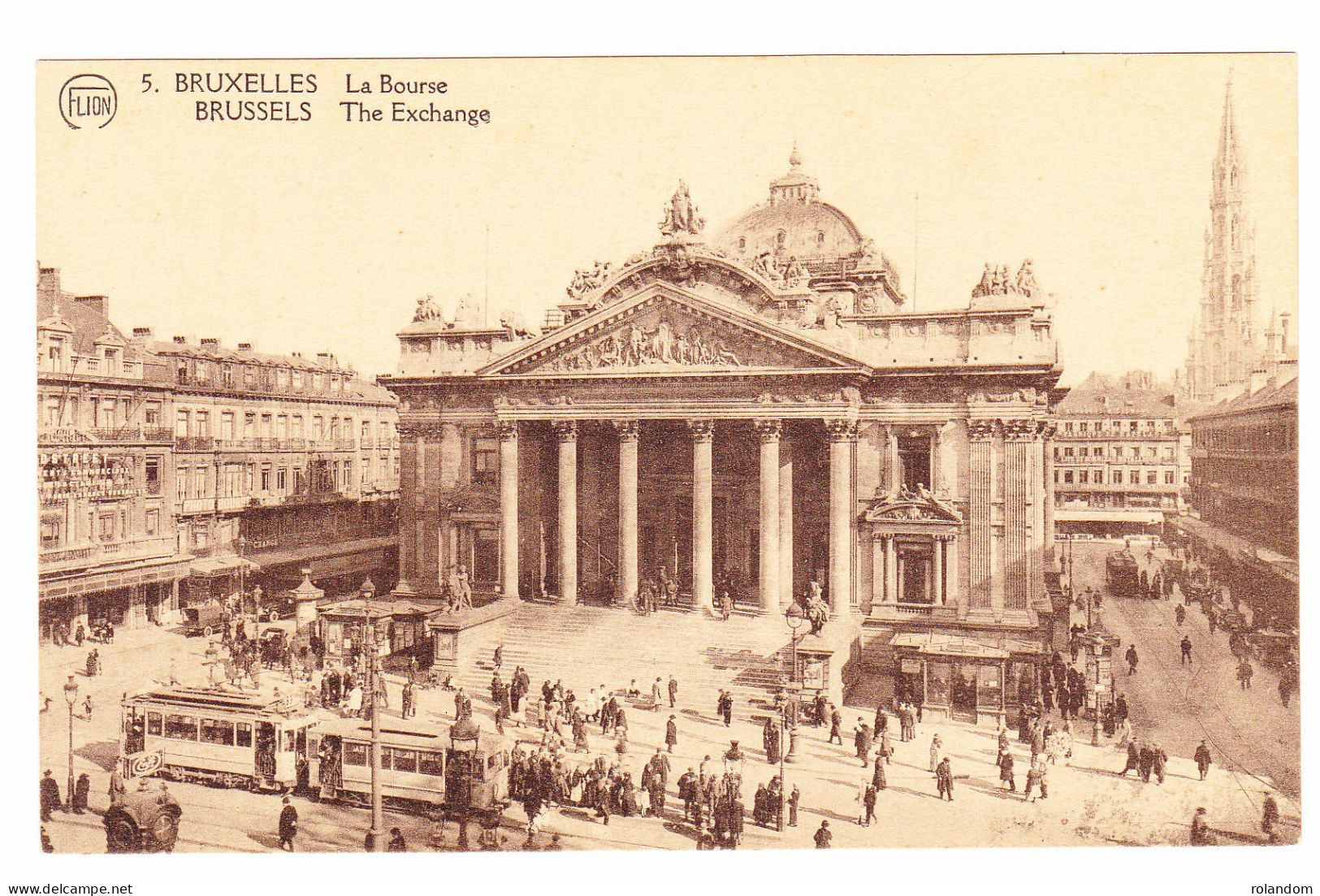 Bruxelles La Bourse CPA P.J. Flion éditeur Animée Tramway Non Circulée - Bauwerke, Gebäude