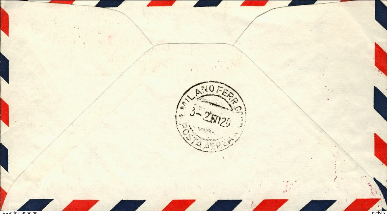 1950-U.S.A. I^volo TWA New York Milano Del 2 Febbraio Cachet Amaranto,annullo Di - Other & Unclassified