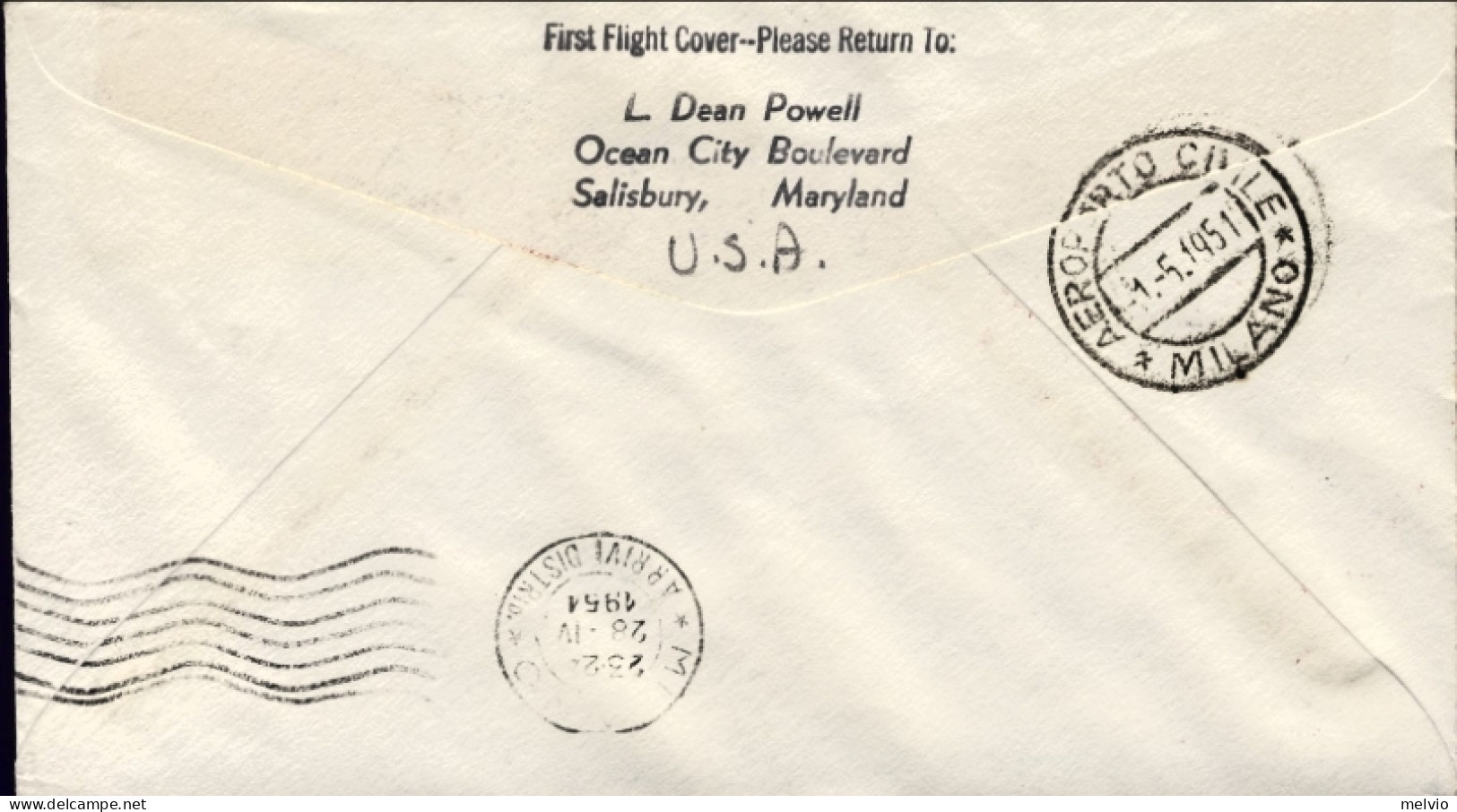 1951-U.S.A. Cat.Pellegrini N.406 Euro 230, I^volo New York Milano U.S.air Mail V - Other & Unclassified