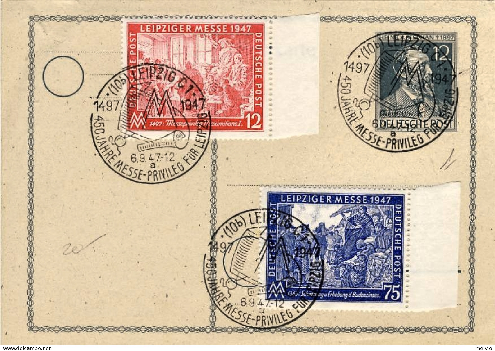 1947-Germania Zona Alleata Occupazione Sovietica Intero Postale 12p.con Affranca - Sonstige & Ohne Zuordnung