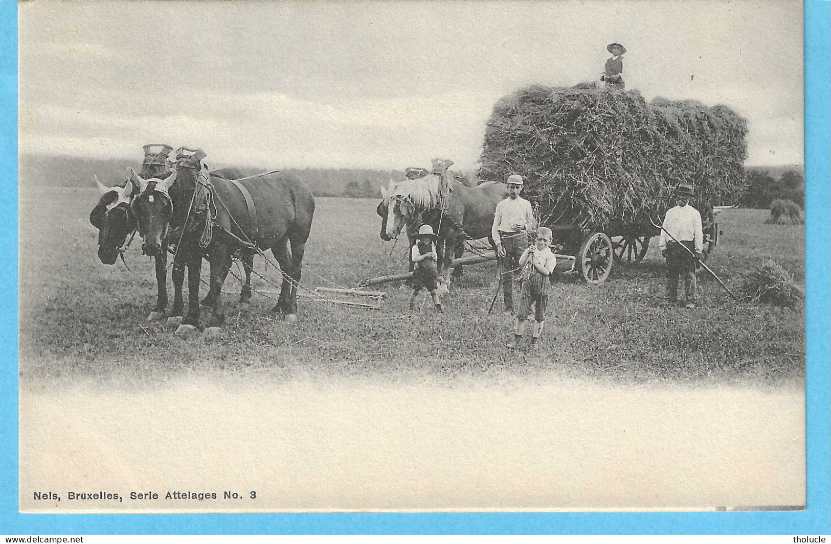 Agriculture-Attelages-+/-1900-Attelage De Chevaux-Rentrée Des Moissons-animée-Edition Originale Nels, Bruxelles-Rare - Equipos