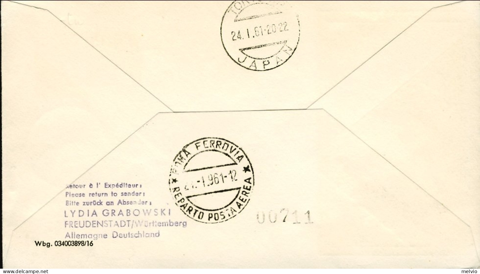 1961-Luxembourg Lussemburgo I^volo Lufthansa Boeing 707 Roma Tokyo Del 23 Gennai - Cartas & Documentos