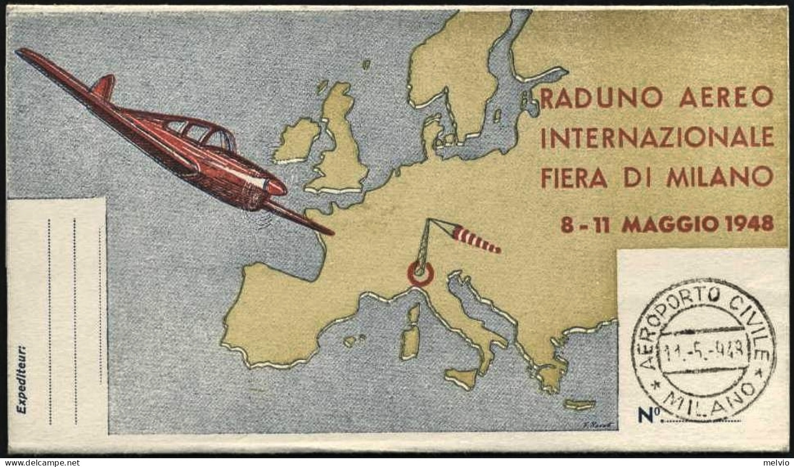 1948-depliant Per Il Raduno Aereo Internazionale Della Fiera Di Milano Con Affra - Airmail