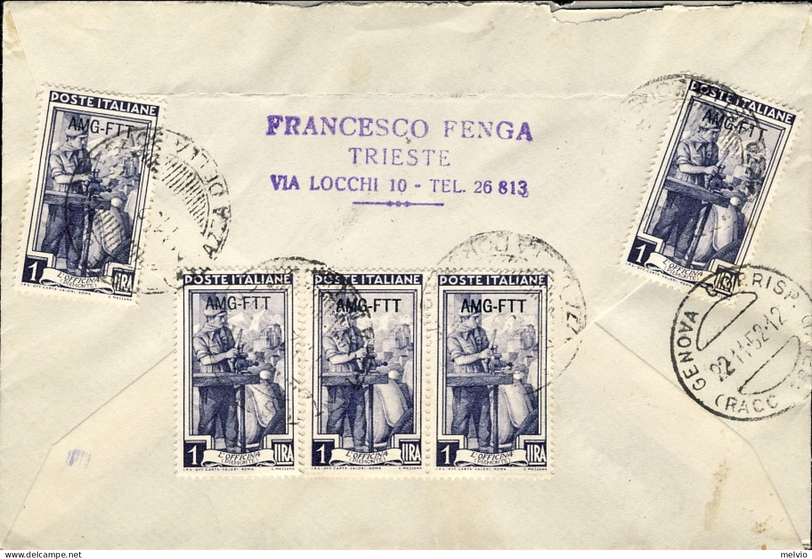 1952-Trieste A Lettera Racc. In Perfetta Tariffa Per L.105 Affr. Due Coppie L.25 - Marcophilie
