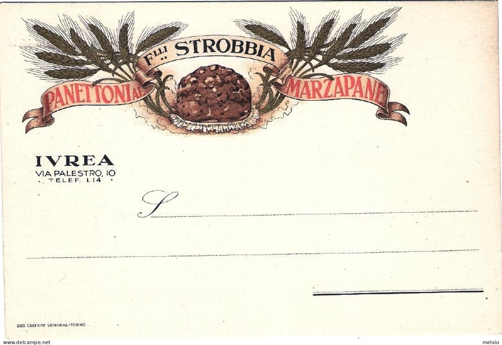 1940circa Italia-cartolina Pubblicitaria F.lli Strobbia Panettoni Al Marzapane I - Advertising