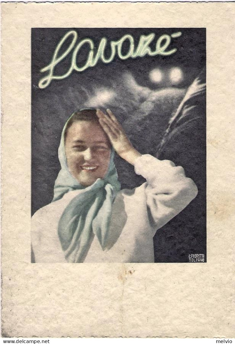1940circa-Trento Cartolina Pubblicitaria "albergo Lavaze'-donna Con Foulard" - Donne