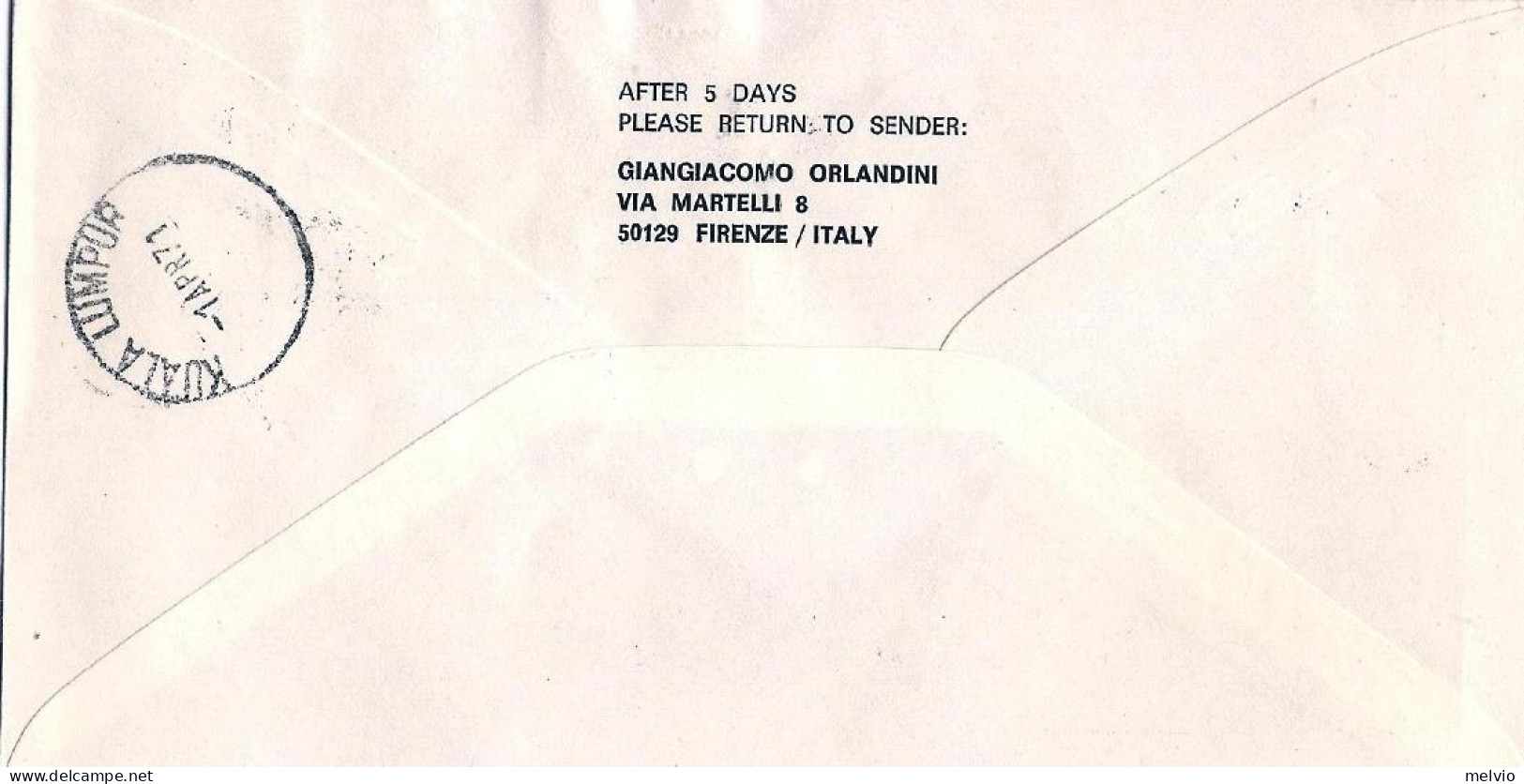 Vaticano-1971 Raccomandata Volo AZ 1764 Roma Kuala Lampur Via Alitalia Del 1 Apr - Luchtpost