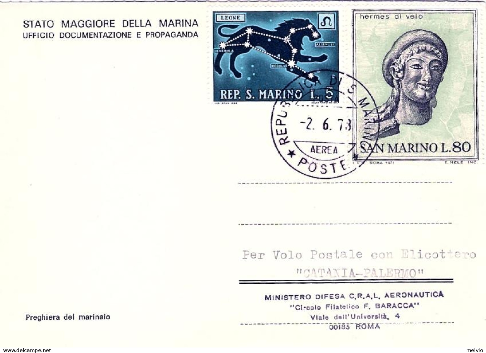 San Marino-1978 Cartolina Dello Stato Maggiore Della Marina Bollo Trasporto Corr - Luftpost