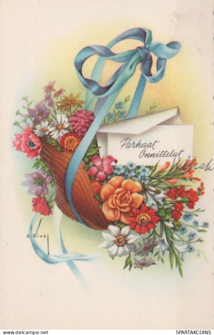 FLOWERS Vintage Postcard CPSMPF #PKG057.GB - Flowers