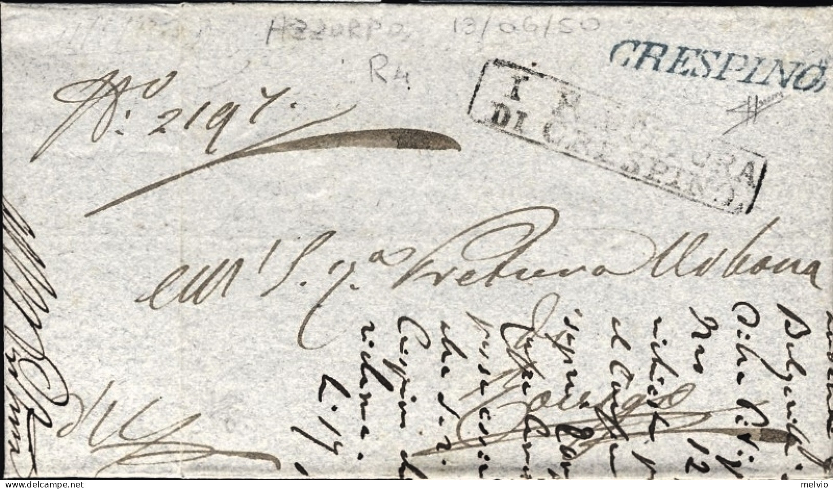 1850-Lineare CRESPINO Su Piego Del 17 Giugno, Firmato Sorani - 1. ...-1850 Prephilately