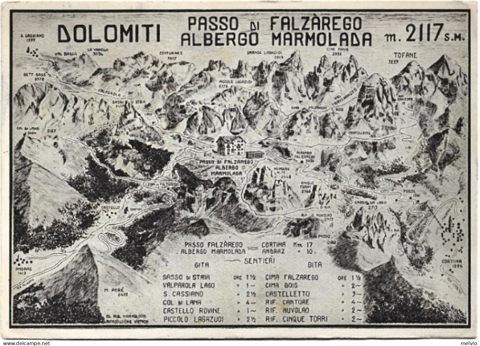 1951-Dolomiti Albergo Marmolada Passo Di Falzarego Belluno - Belluno