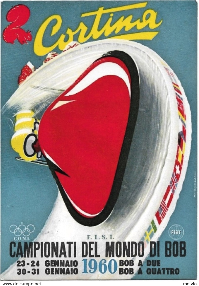 1960-Cortina Campionati Del Mondo Di Bob Con Annullo Speciale E Francobollo Su E - Manifestations