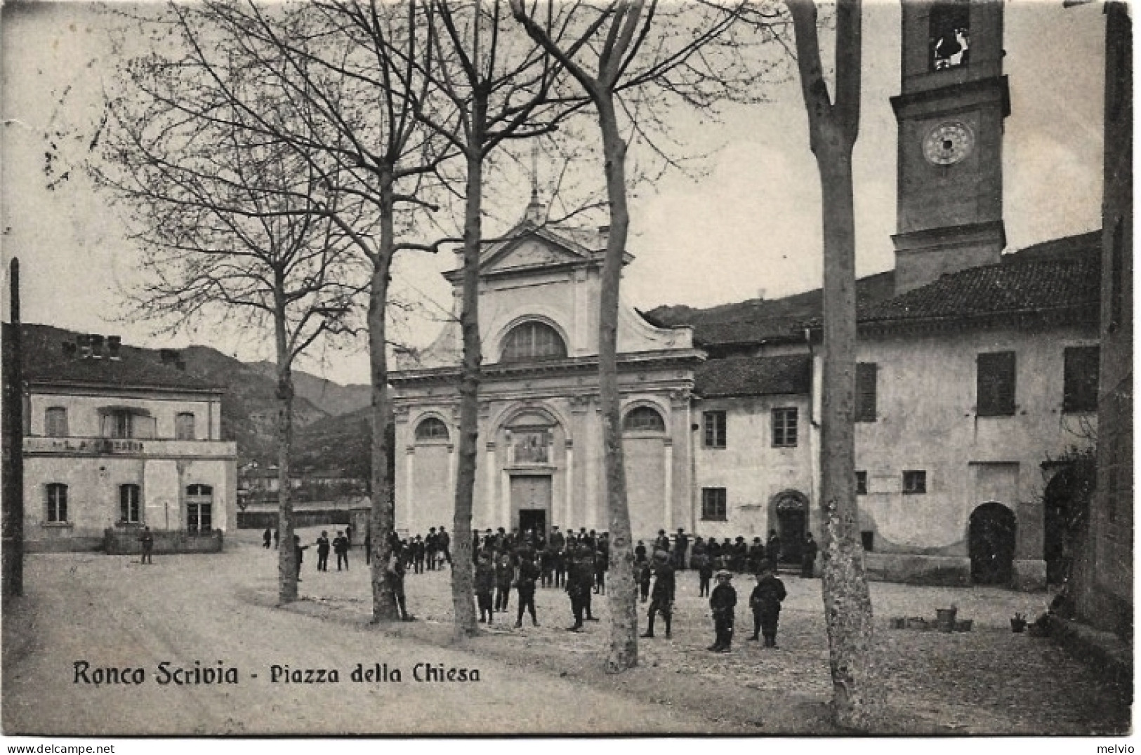 1916-Genova Ronco Scrivia Piazza Della Chiesa, Viaggiata - Genova (Genoa)