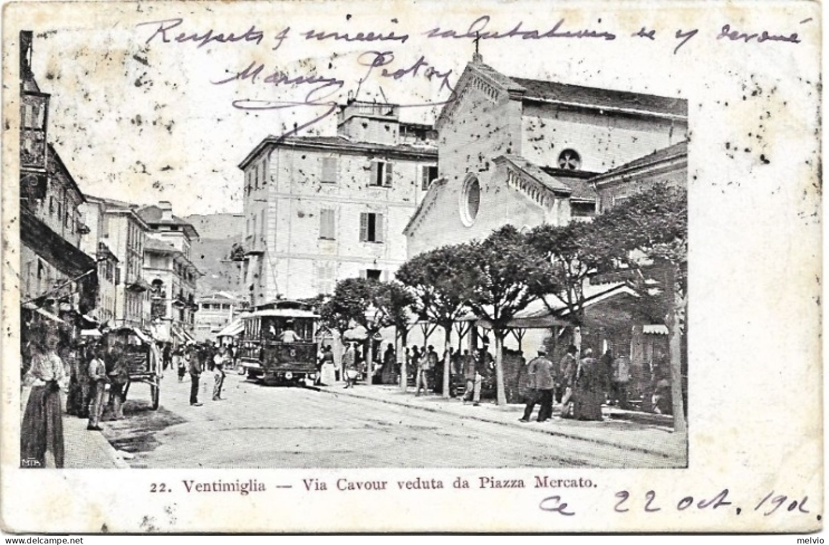 1902-Imperia Ventimiglia Via Cavour Veduta Da Piazza Mercato - Imperia