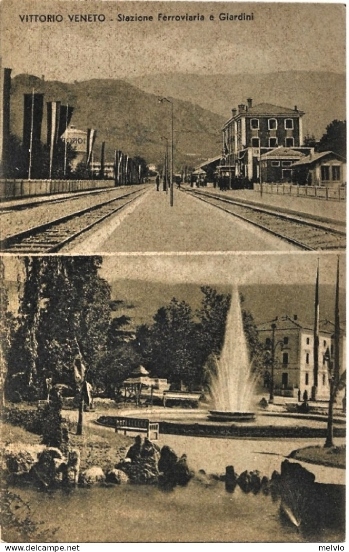 1940-Treviso Vittorio Veneto Stazione Ferroviaria E Giardini - Treviso