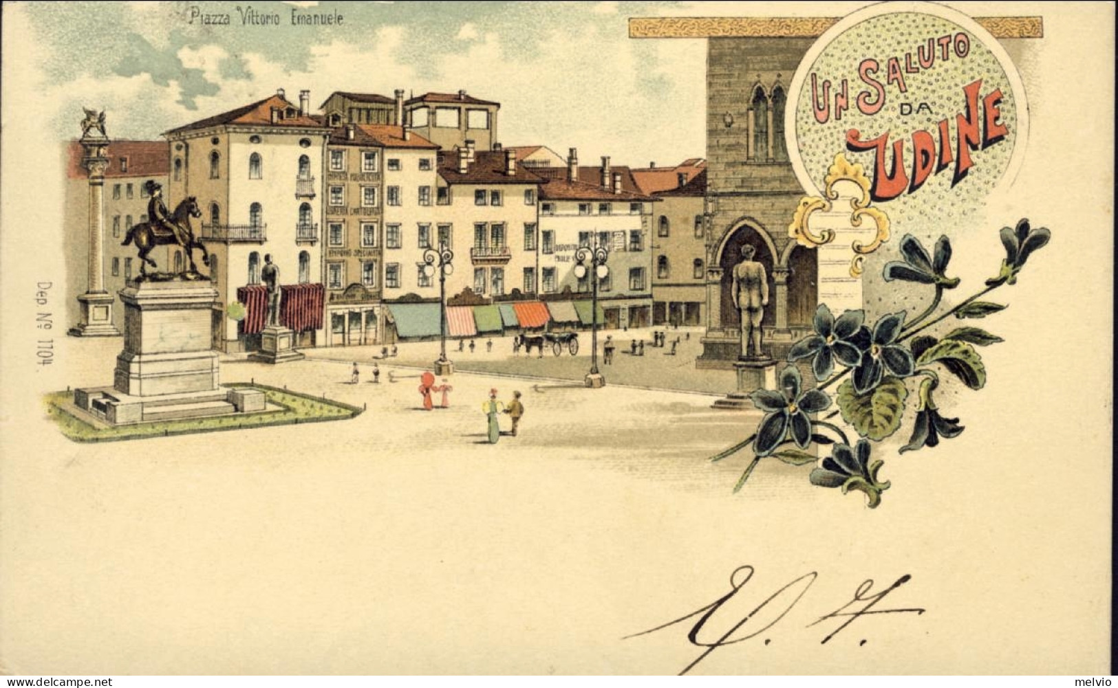 1899-Un Saluto Da Udine Piazza Vittorio Emanuele, Cartolina Tipo Gruss Viaggiata - Udine