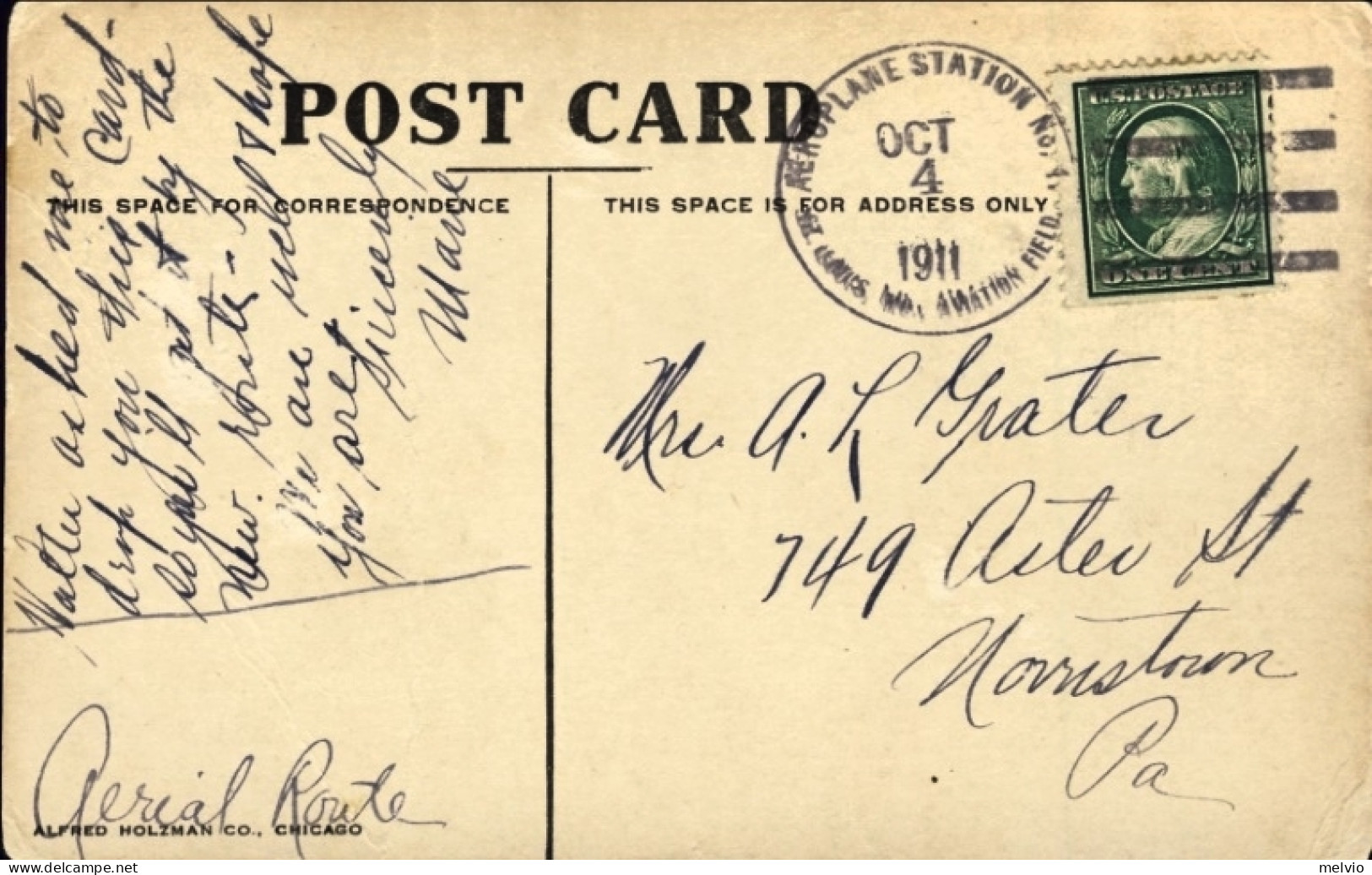 1911-U.S.A. Cartolina "Lincoln Bridge-Forest Park"affr. 1c.verde Franklyn Con Il - Lettres & Documents