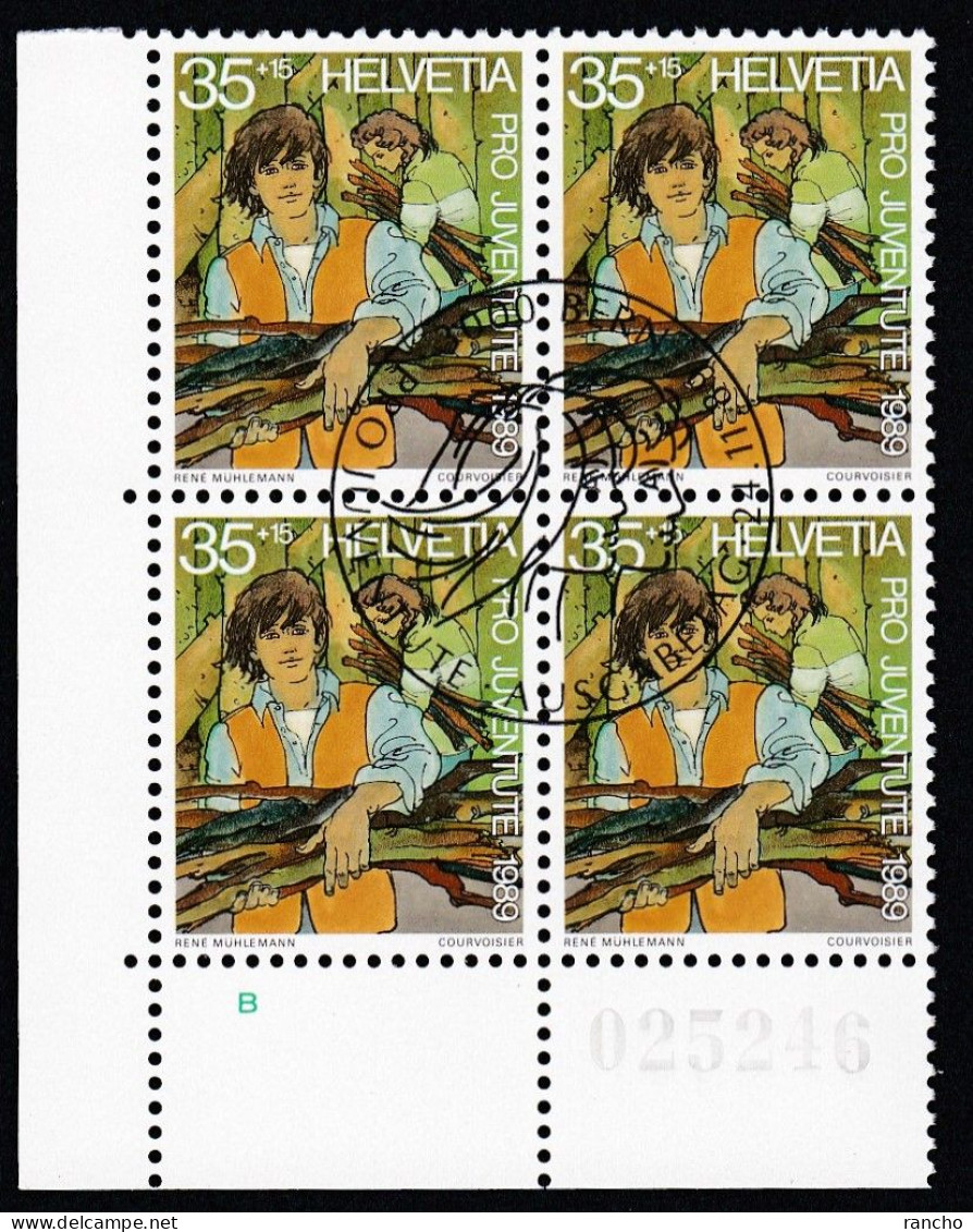 PRO/J. COLLECTION 4xBLOCS DE 4 OBLITERES 1er/J.24.11.1989.C/S.B.K. Nr:J311/14. Y&TELLIER Nr:1333/36. MICHEL Nr:1405/08. - Used Stamps