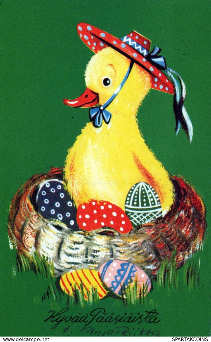 PASCUA POLLO HUEVO Vintage Tarjeta Postal CPA #PKE446.ES - Pâques