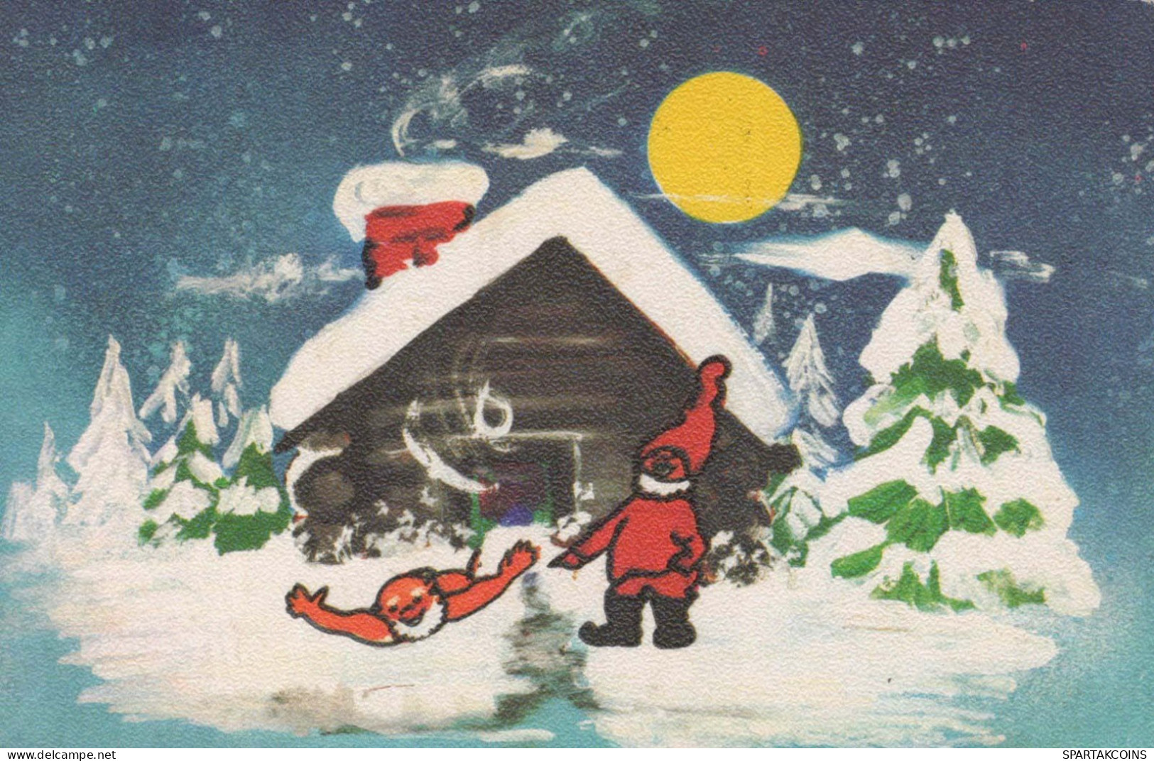 Feliz Año Navidad GNOMO Vintage Tarjeta Postal CPSMPF #PKD995.ES - Neujahr