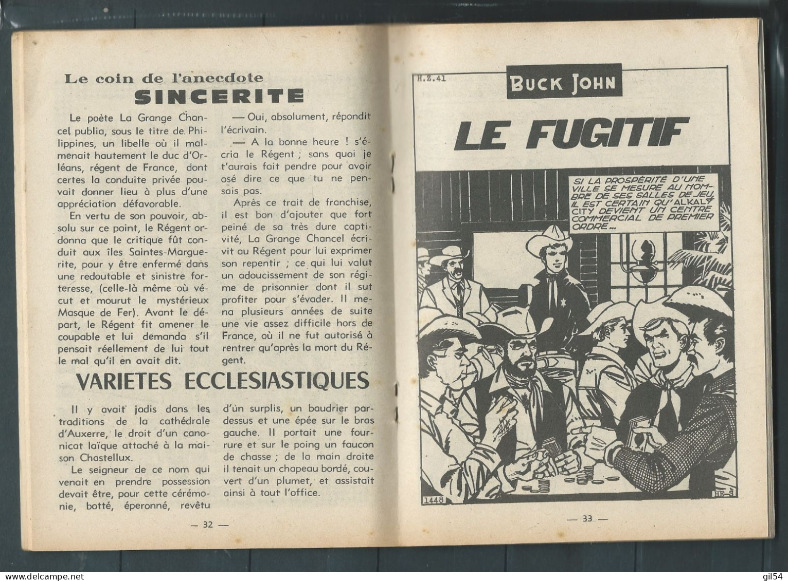 Bd " Buck John   " Bimensuel N° 282 "  Le  Chatiment  "      , DL  N° 40  1954 - BE-   BUC 0303 - Kleine Formaat