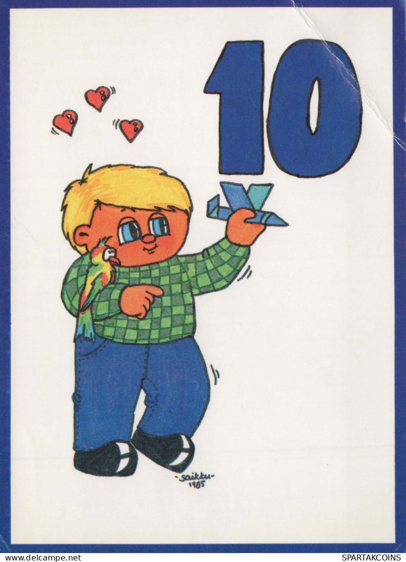 FELIZ CUMPLEAÑOS 10 Año De Edad NIÑOS Vintage Tarjeta Postal CPSM #PBT883.ES - Geburtstag