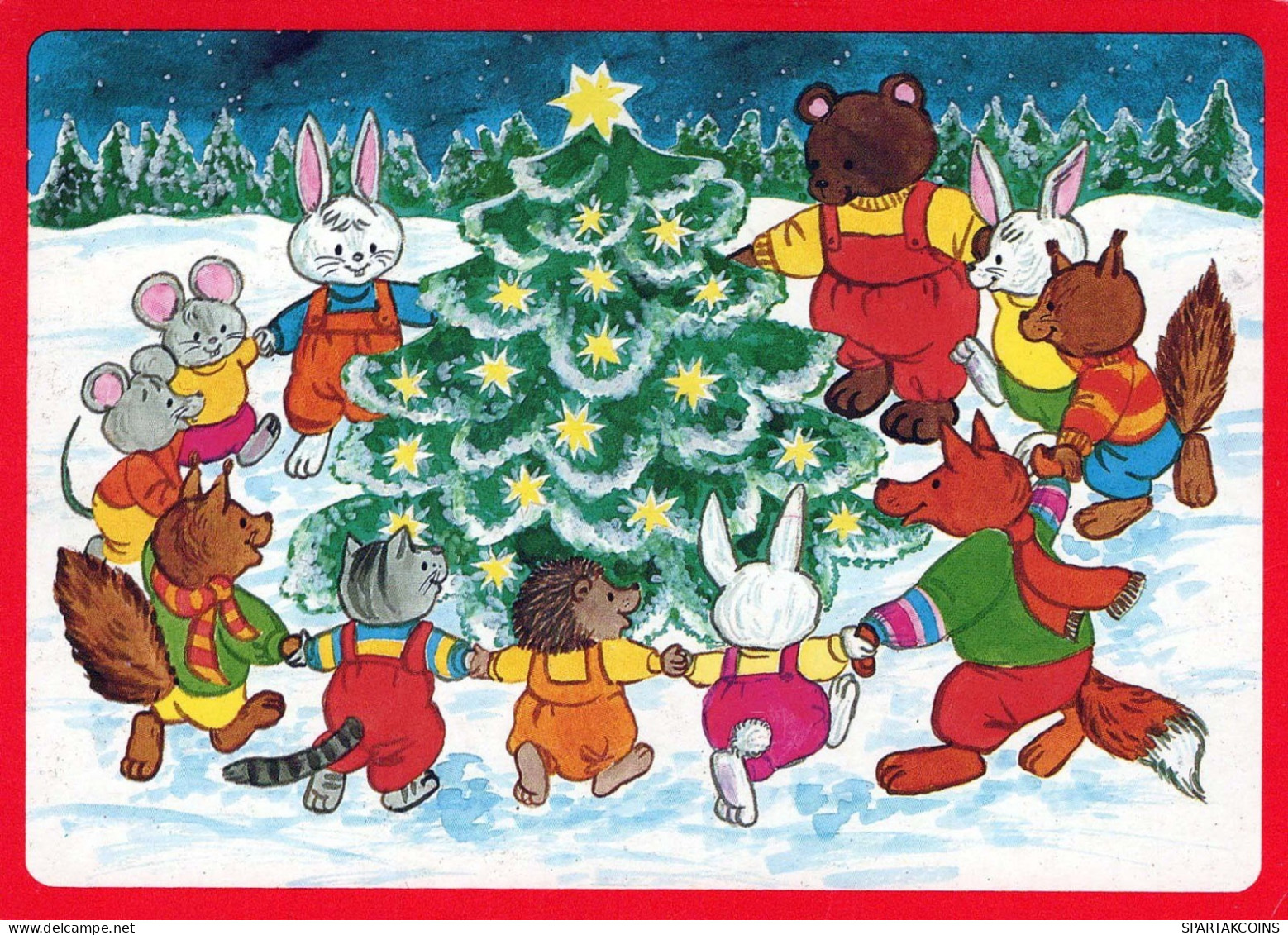 Feliz Año Navidad OSO Animales Vintage Tarjeta Postal CPSM #PBS301.ES - Neujahr