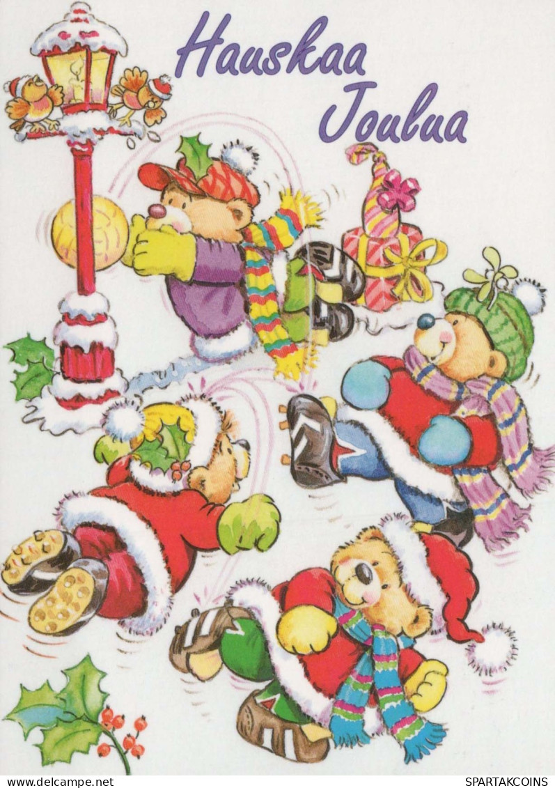 Feliz Año Navidad OSO Animales Vintage Tarjeta Postal CPSM #PBS177.ES - Neujahr