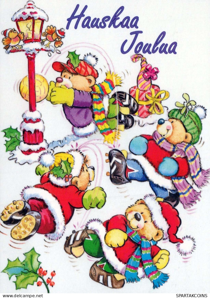 Feliz Año Navidad OSO Animales Vintage Tarjeta Postal CPSM #PBS177.ES - Neujahr