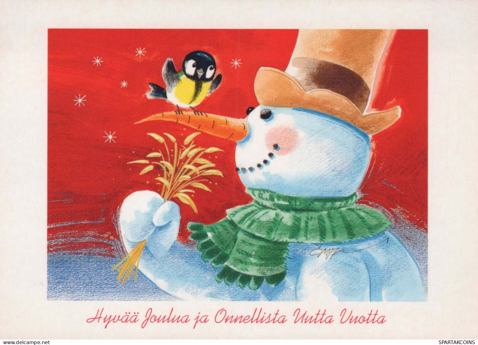 Feliz Año Navidad MUÑECO DE NIEVE Vintage Tarjeta Postal CPSM #PBM556.ES - Neujahr