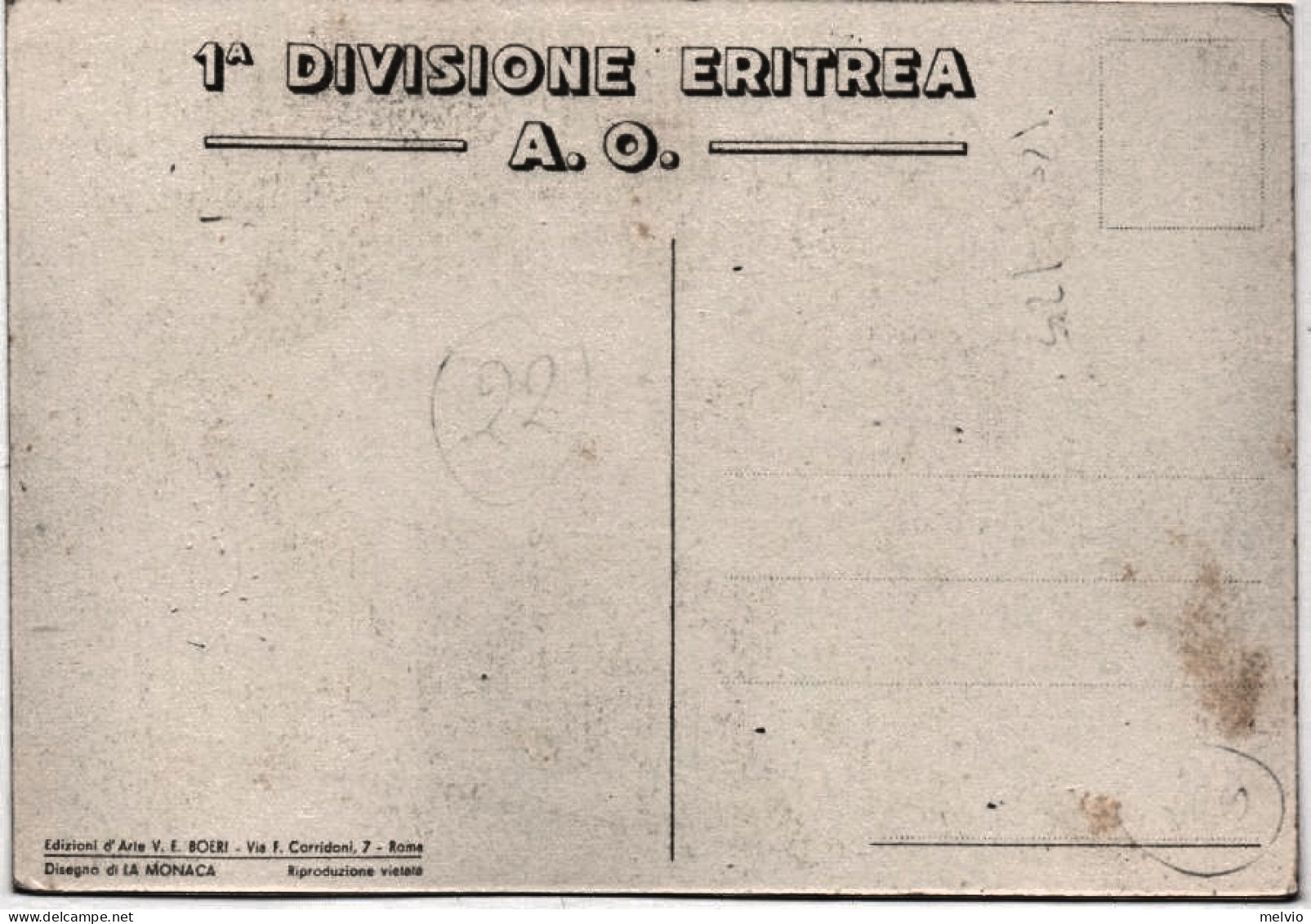 1^ Divisione Eritrea A.O. Illustratore La Monaca - Patriottiche