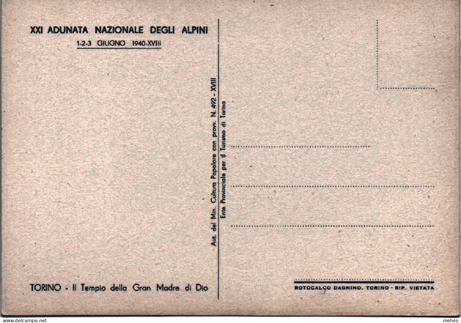 1940-Torino, Particolare Il Tempio Della Gran Madre Di Dio, XXI Adunata Nazional - Patriottiche