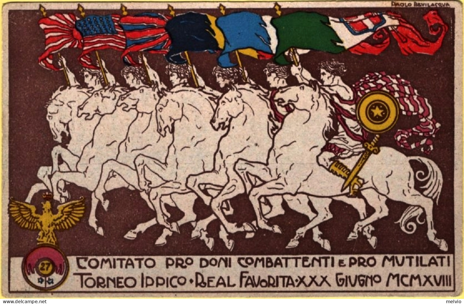 1918-Reggimento Cavalleggeri Dell'Aquila (27^ ) Torneo Ippico Real Favorita - Reggimenti