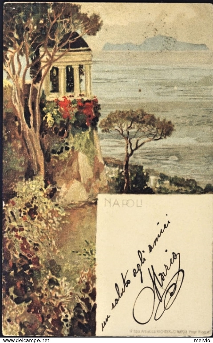 1904-Creta La Canea Cartolina Napoli Affrancata 2c. Di Regno Con Annullo Uff.Pos - Autres & Non Classés