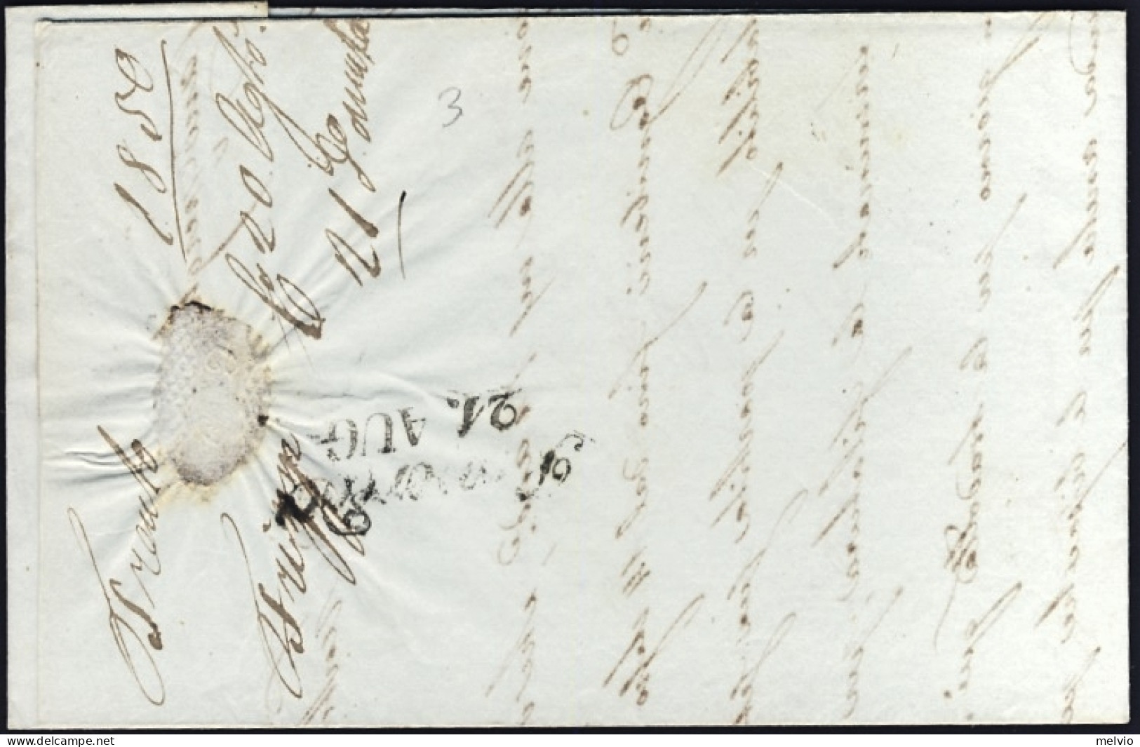 1850-Austria Piego Con Testo Affrancato 3 Kr. Annullo Lineare Di Trento 20 Agost - Other & Unclassified