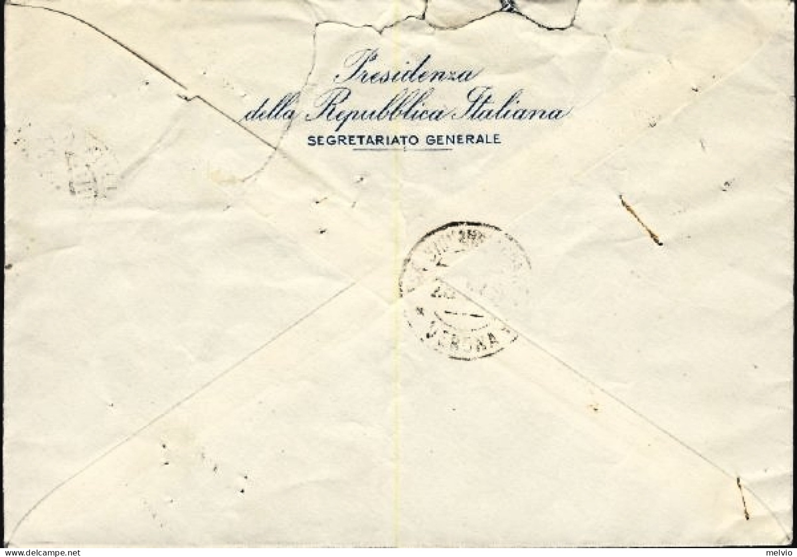 1948-lettera Del Quirinale Con Bollo "carteggio Del Segretario Generale Della Pr - 1946-60: Marcophilie