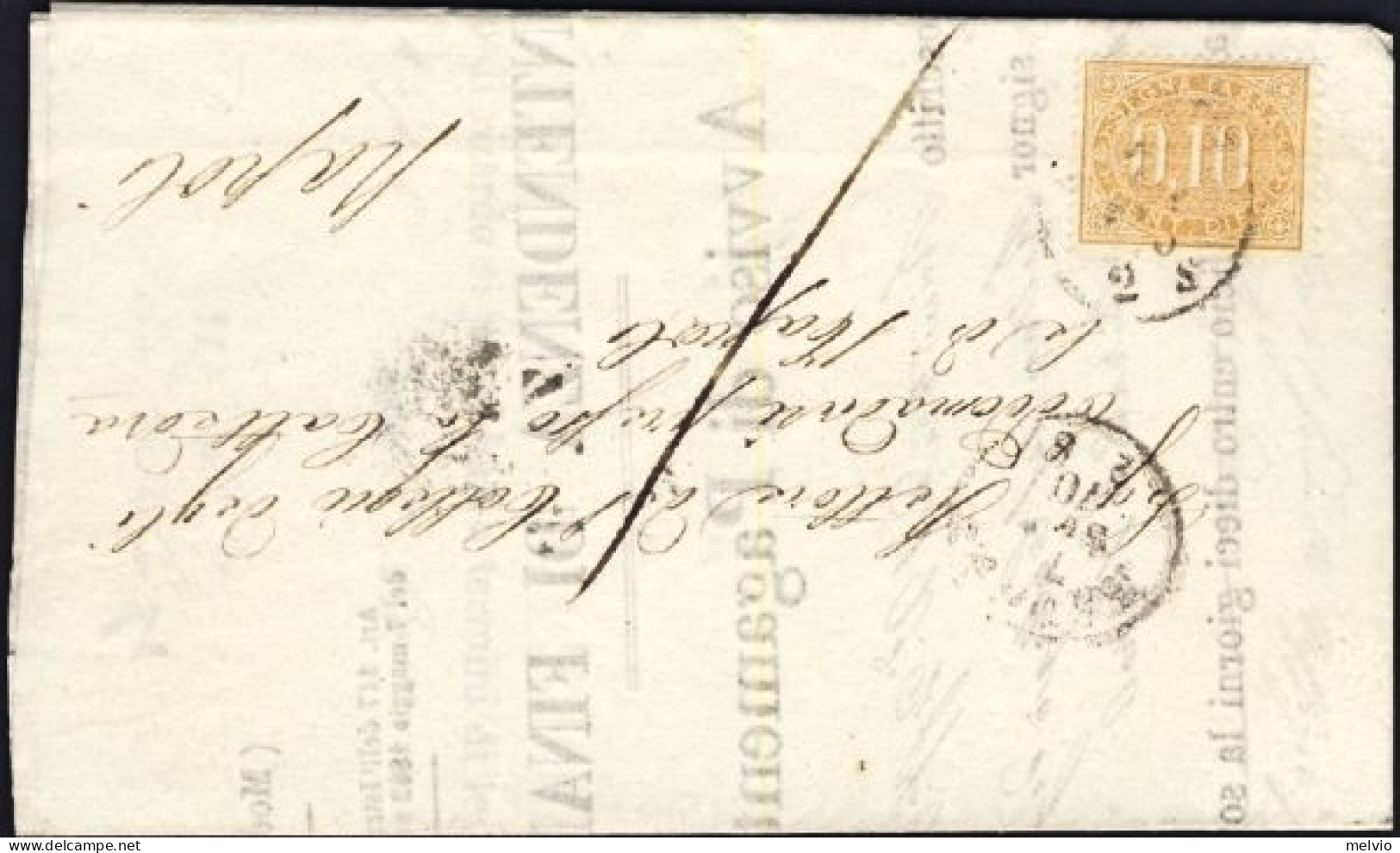 1870-avviso Di Pagamento Dell'intendenza Di Finanza Affrancato Con Segnatasse 10 - Poststempel