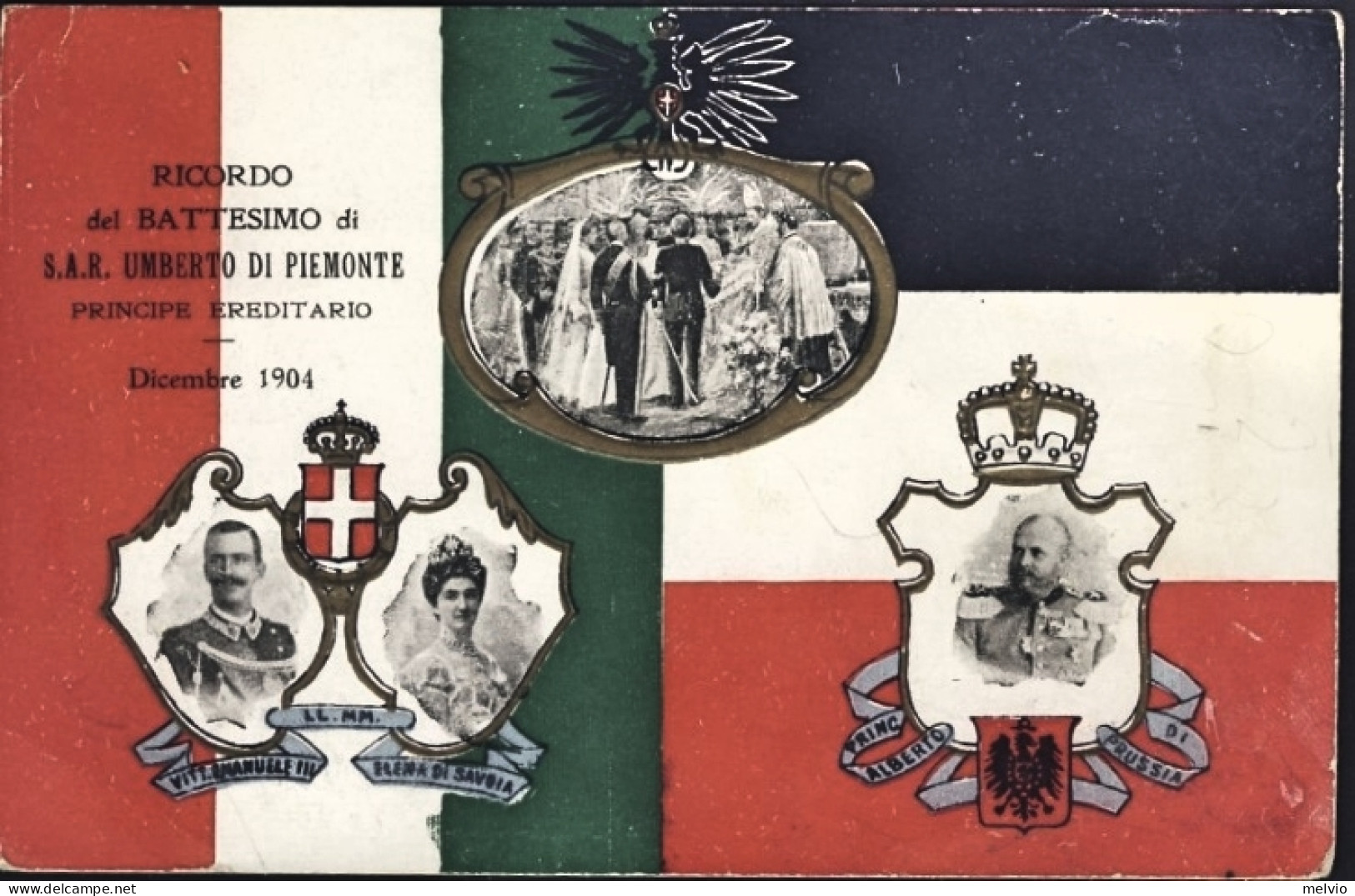 1935-cartolina Ricordo Del Battesimo Di Sua Altezza Reale Umberto Di Piemonte Af - Altri & Non Classificati