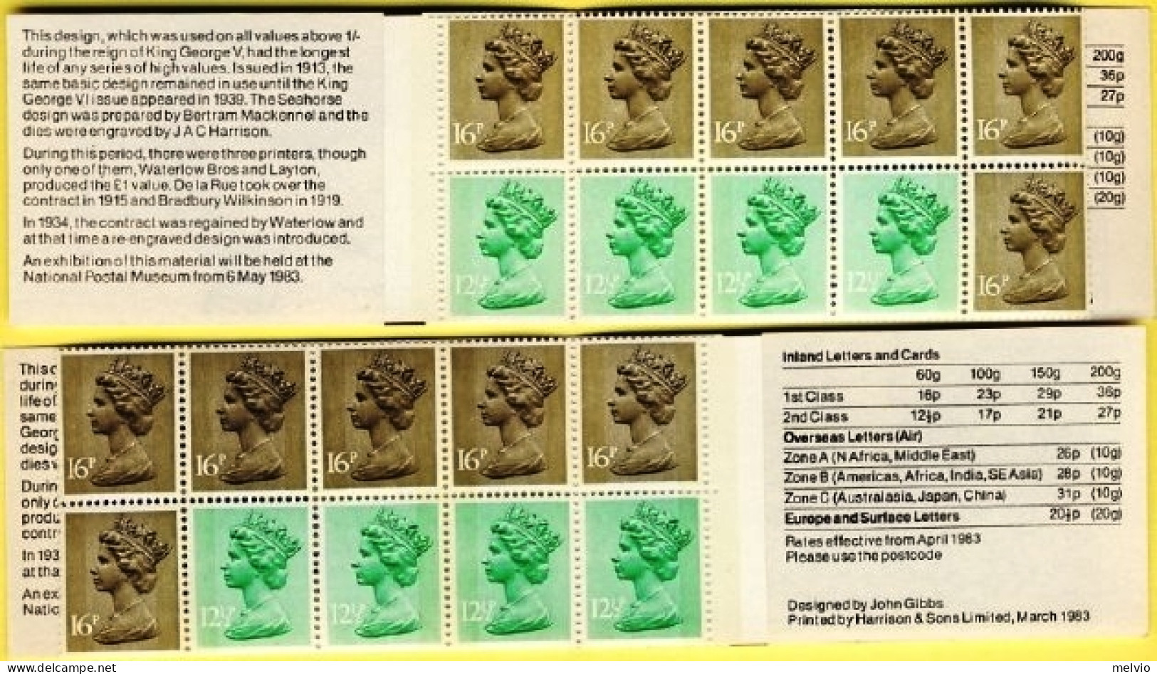 1983-Gran Bretagna Due Libretti AD+AS Lst.1,46 Seahorse (tariffa Corretta 36p Pe - Booklets