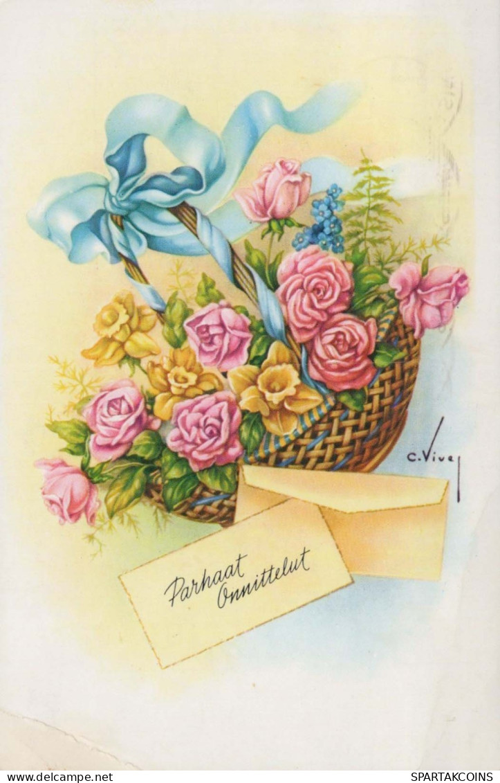 FLEURS Vintage Carte Postale CPSMPF #PKG059.FR - Flores
