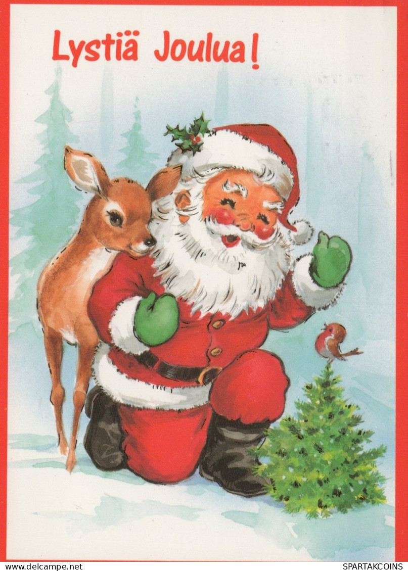 PÈRE NOËL Animaux NOËL Fêtes Voeux Vintage Carte Postale CPSM #PAK528.FR - Santa Claus