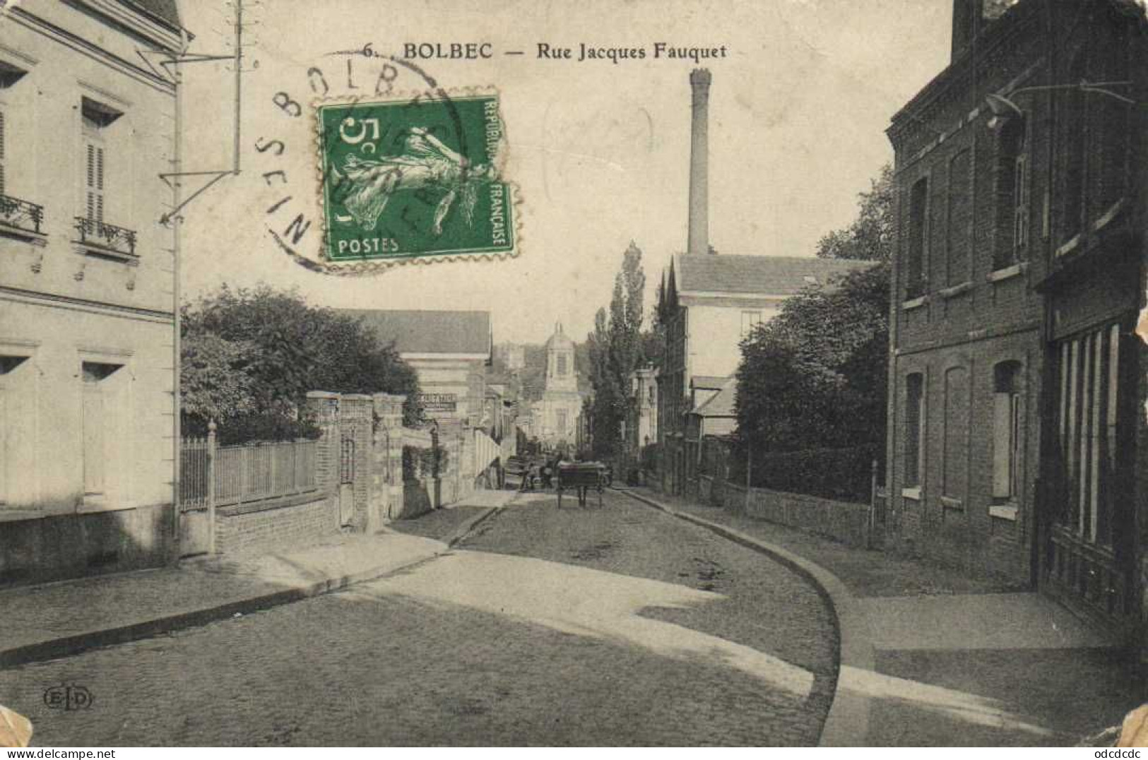 BOLBEC  Rue Jacques Fauquet  Attelage  Cheminée D' Eglise RV - Bolbec