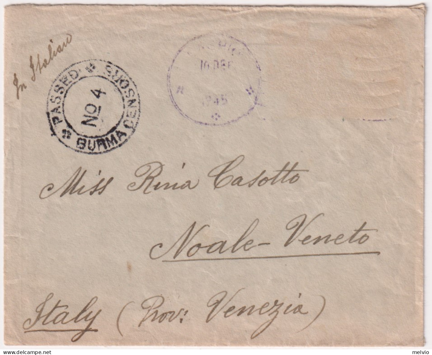 1946-BURMA-BIRMANIA Lettera Da Lashio Del 15.2 Diretta In Italia (francobolli As - Otros - Asia