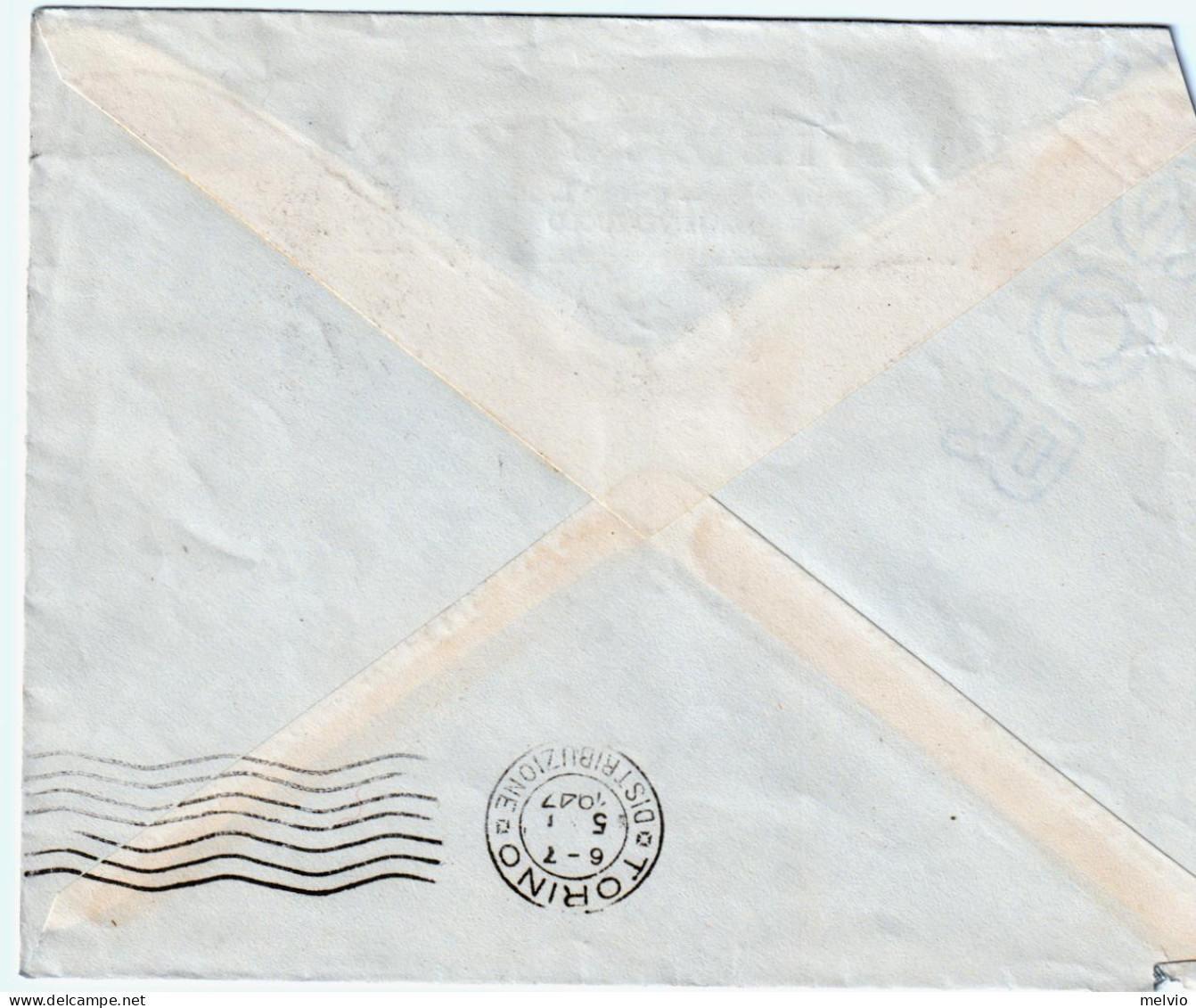 1947-Uso Tardivo Blocco Di 5 Esemplari Del Posta Aerea 80c. Imperiale Del 14.1,  - 1946-60: Storia Postale