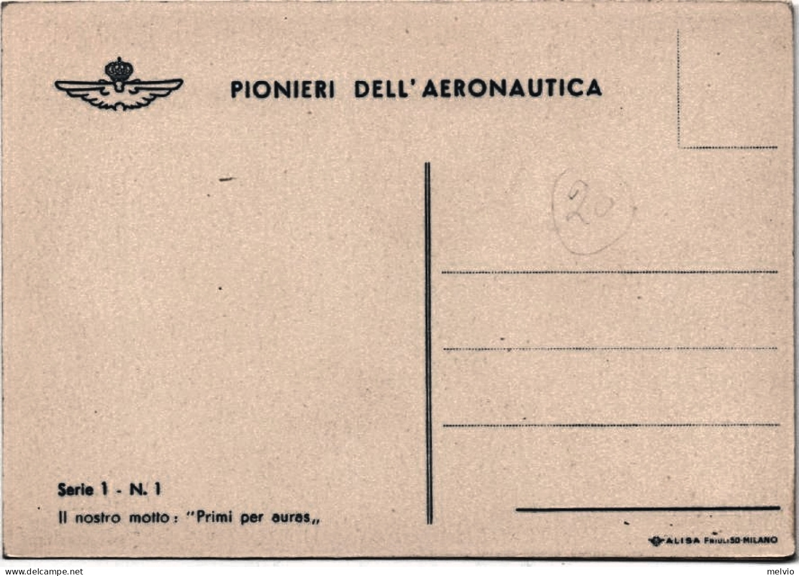 Pionieri Dell'Aeronautica, 2 Agosto1914, "PRIMI PER AURAS" - Patriotic