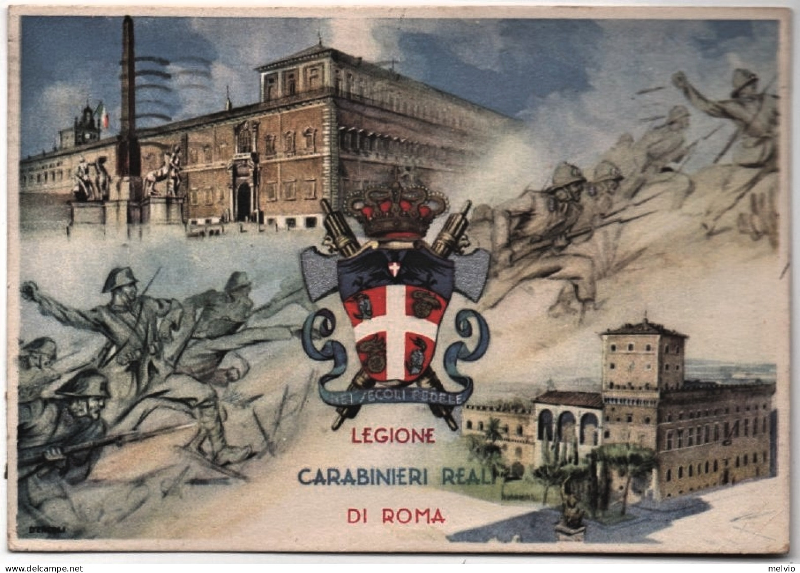 1940-Legione Carbinieri Reali Di Roma, Illustratore D'Ercoli, Viaggiata - Patriotic