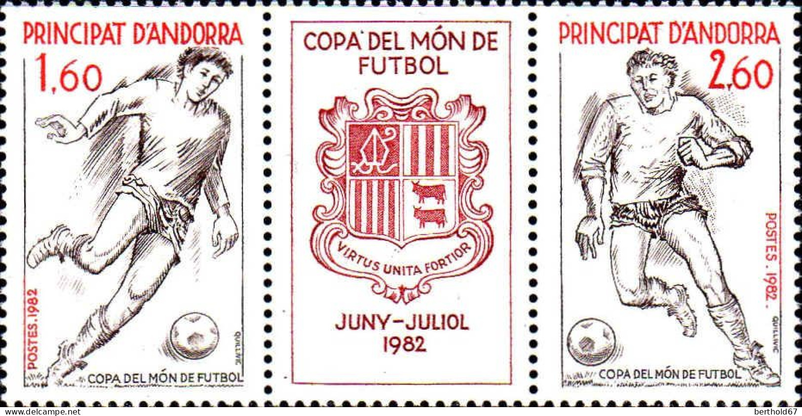 Andorre (F) Poste N** Yv:302A Mi:323Str Coupe Du Monde De Football Espagne Bande - Unused Stamps
