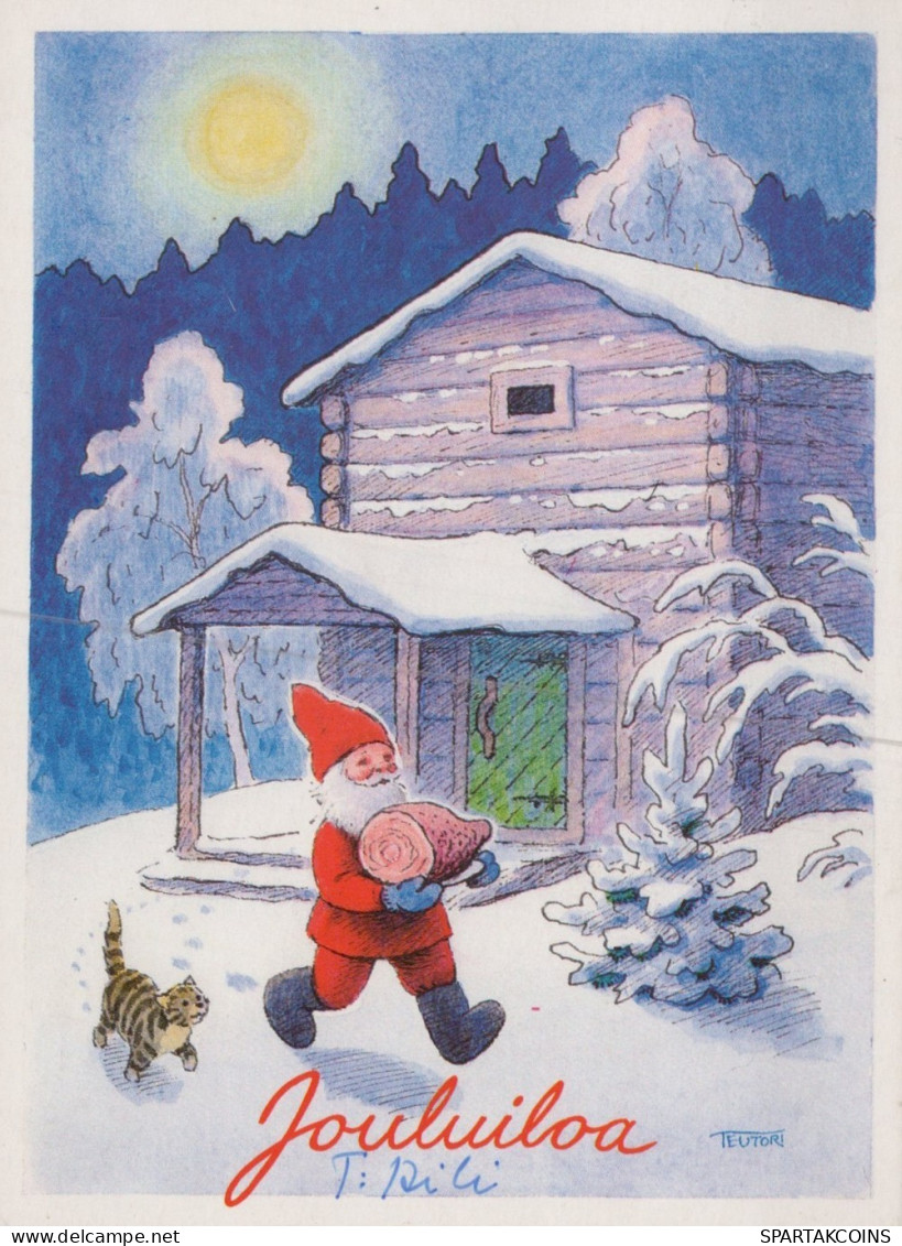 WEIHNACHTSMANN SANTA CLAUS TIERE WEIHNACHTSFERIEN Vintage Postkarte CPSM #PAK940.DE - Santa Claus
