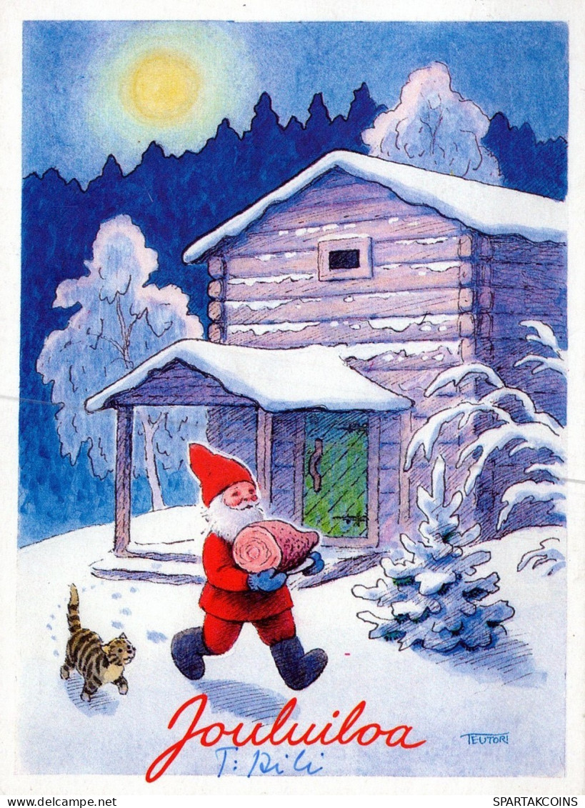 WEIHNACHTSMANN SANTA CLAUS TIERE WEIHNACHTSFERIEN Vintage Postkarte CPSM #PAK940.DE - Santa Claus